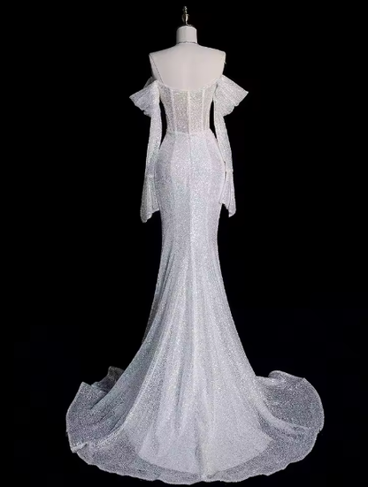 Shiny Off The Shoulder Mermaid Evening Dress,Glam Dress Y6889