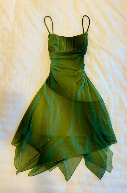 Simple Green Chiffon A Line Homecoming Dress Mini Party Dress Y8926