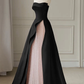 Black Strapless High-Slit Evening Dress With Gauze - Gothic Wedding Dress Y2386