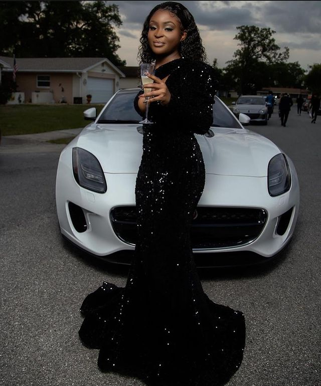 Sexy Black Mermaid Sequin Prom Dress,Long Sleeve Formal Dress Party Gown Gala  Y4273