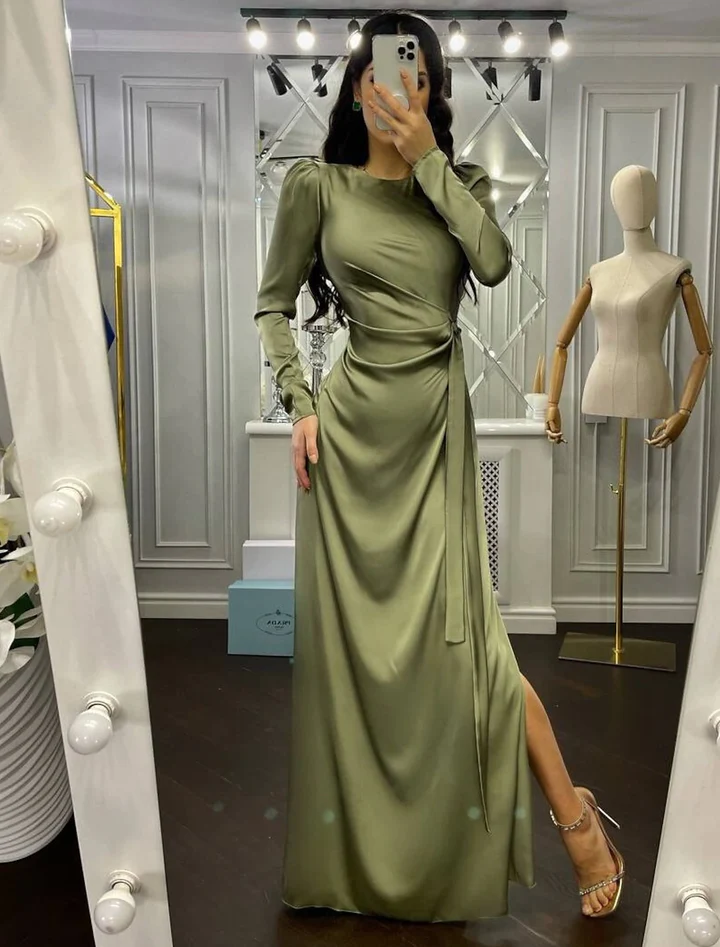 Sheath Evening Dress Elegant Wedding Guest Fall Floor Length Long Sleeve Dress Y5897