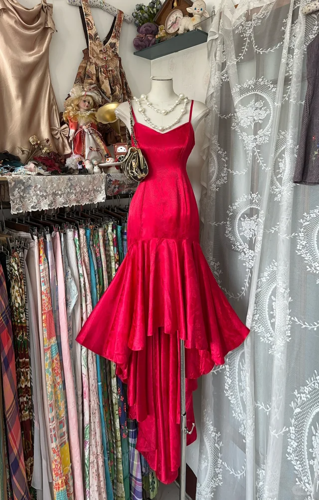 Charming Red Mermiad Birthday Party Dress Spaghetti Straps Prom Dress Y9007