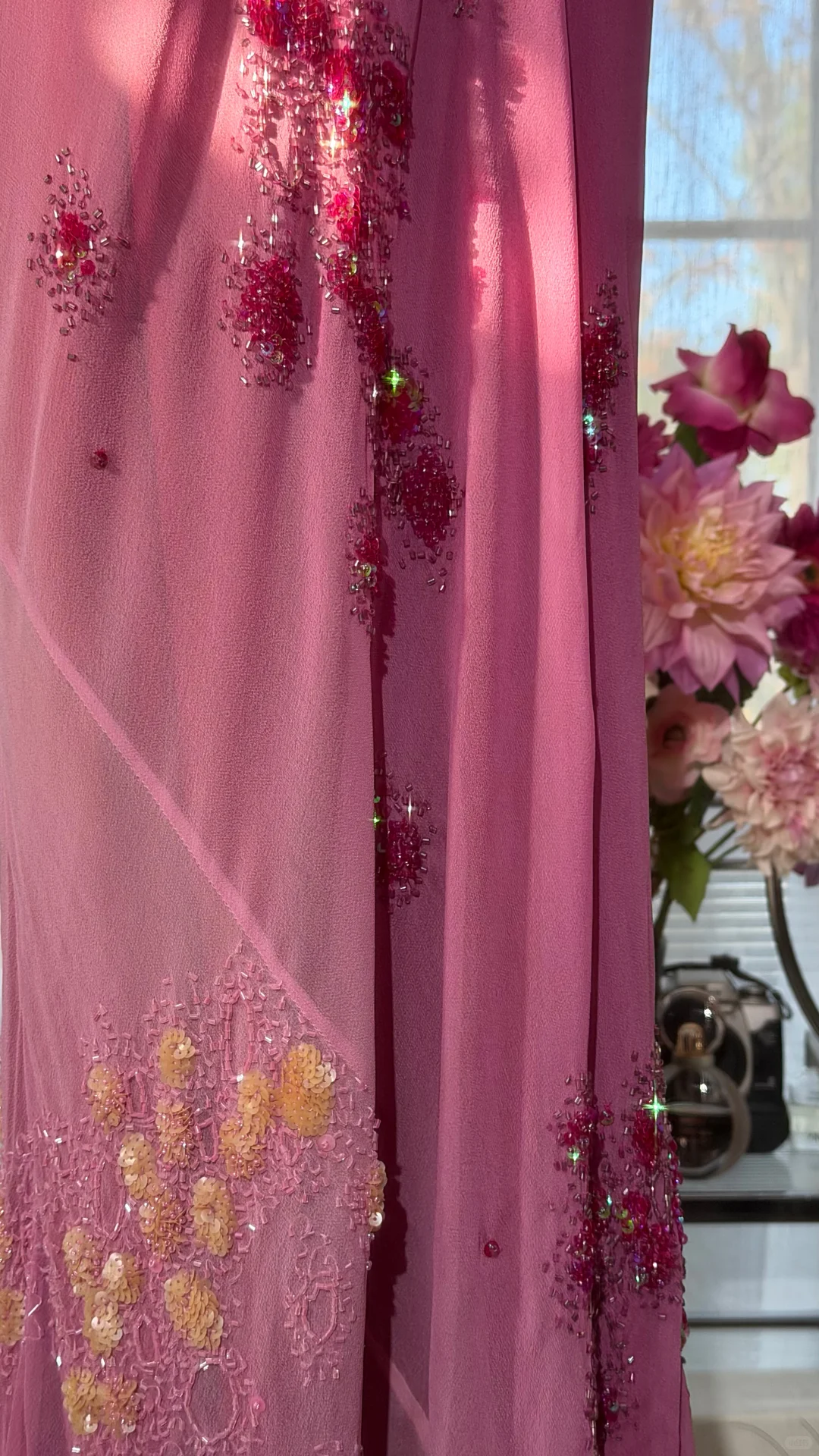 Gorgeous Spaghetti Straps Ombre Pink Sequin Beaded Mermaid Long Party Dress Evening Dress SP2181