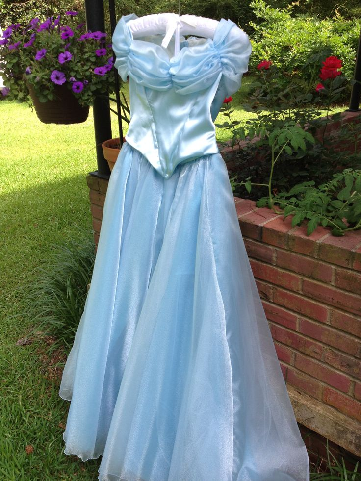 Cute Blue Organza A Line Birthday Prom Dress Long Evening Dress SP522