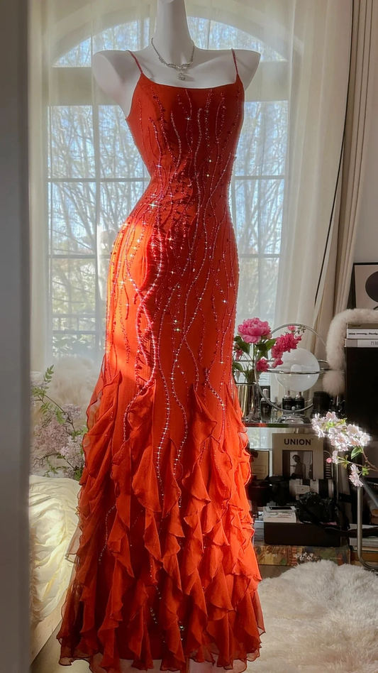 Beautiful  Exquisite Beaded Long Chiffon Evening Gown Birthday Party Gown Prom Dress Y9774