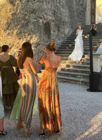 Vintage Spaghetti Straps V Neck Chiffon Print Floral A Line Long Birthday Prom Gown Party Dress SP829