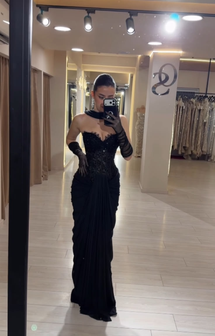 Sexy Black Chiffon Pleated Beaded Sheath Long Party Dress Prom Gown SP4002