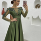 Modest A-line Satin Long Prom Dress,Beautiful Prom Gown Y7199