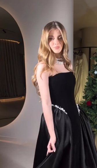 Classy Black Velvet Satin Beaded Mermaid Long Wedding Guest Dress Evening Gown SP1027