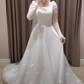 Modest White A-line Long Sleeves Wedding Dress,White Bridal Dress  Y6729