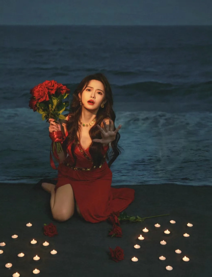 Charming Red One Shoulder Satin Beaded Mermaid Slit Prom Dress Long Evening Dress SP566