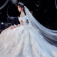 Fairy Romantic Off Shoulder White Wedding Dress Sweep Train Y6878