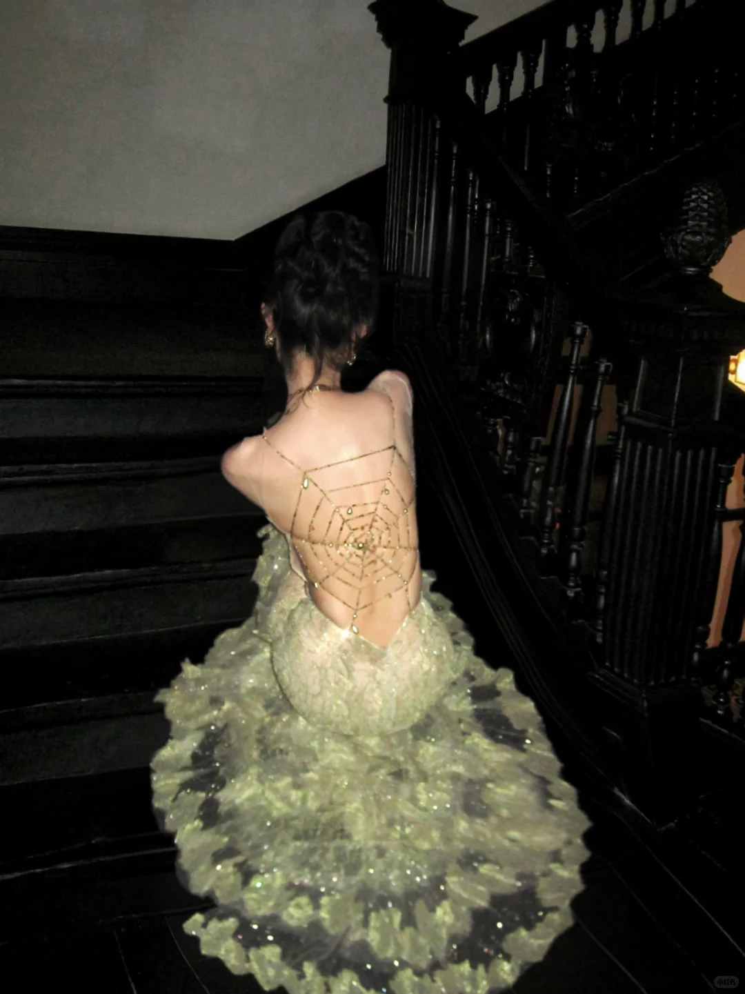 Pretty Spaghetti Straps Green Tulle Lace Mermaid Long Party Dress Prom Dress SP4153