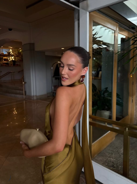 Sexy Olive Green Halter Satin Mermaid Evening Dress Backless Long Wedding Guest Dress SP1100