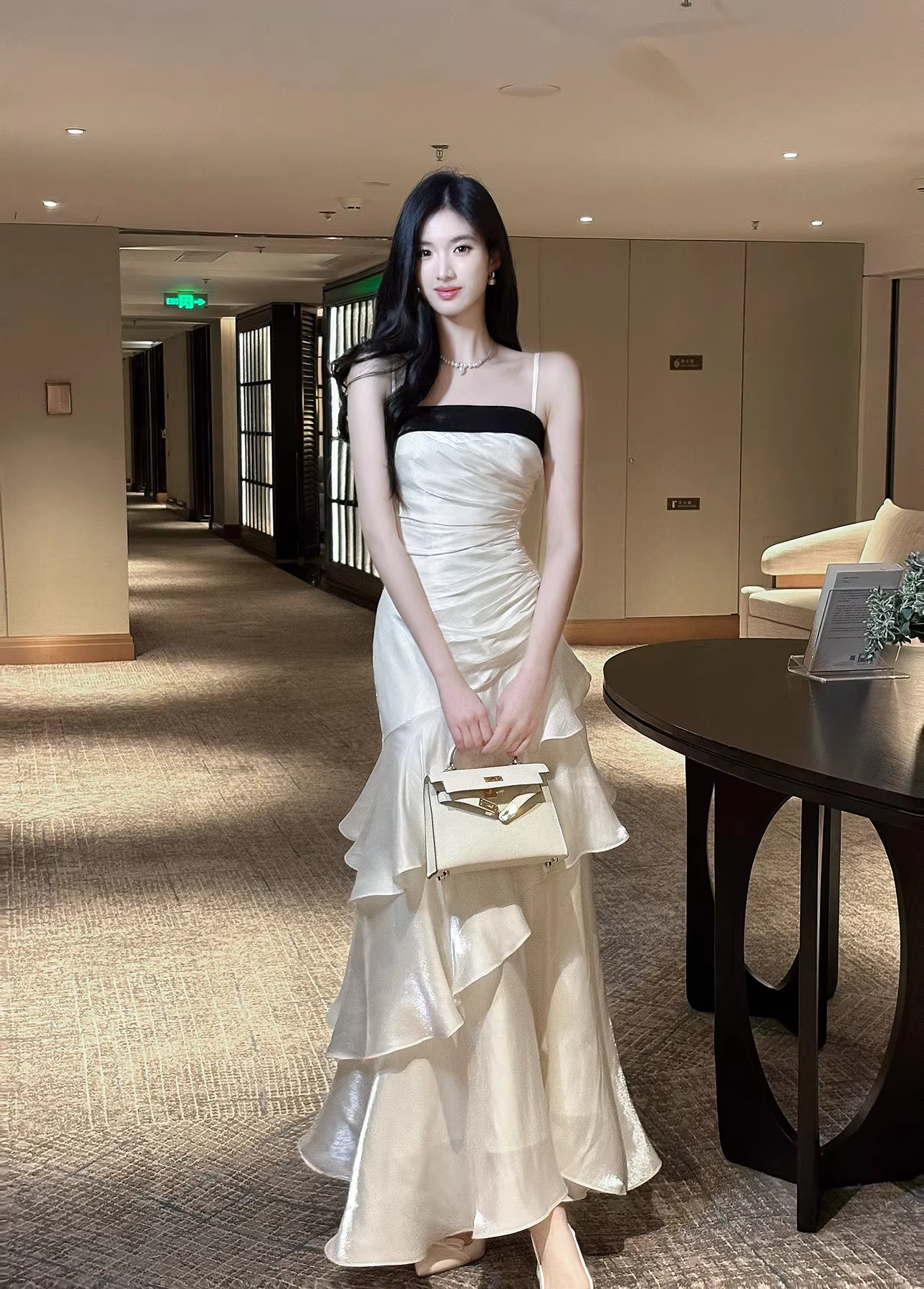 Charming Spaghetti Straps Satin Pleated Ruffles Mermaid Long Party Dress Birthday Prom Dress SP2009