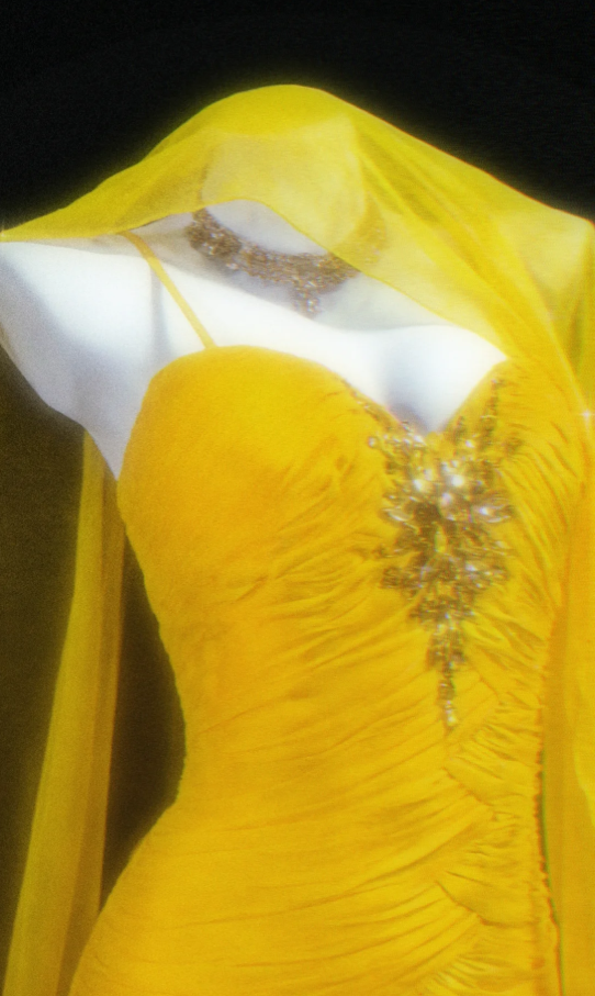 Pretty Spaghetti Straps Yellow Chiffon Ruffle Layered Mermaid Evening Dress Long Party Gown SP1576