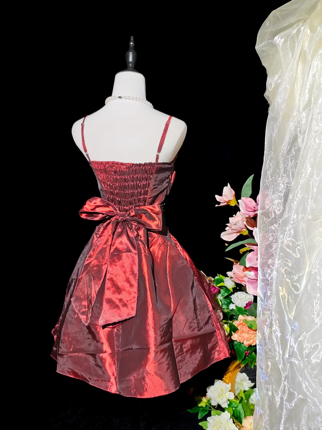 Elegant Burgundy Satin Tulle Beaded A Line Short 15th Birthday Outfits,Formal Graduation Homecoming Dress SP2709