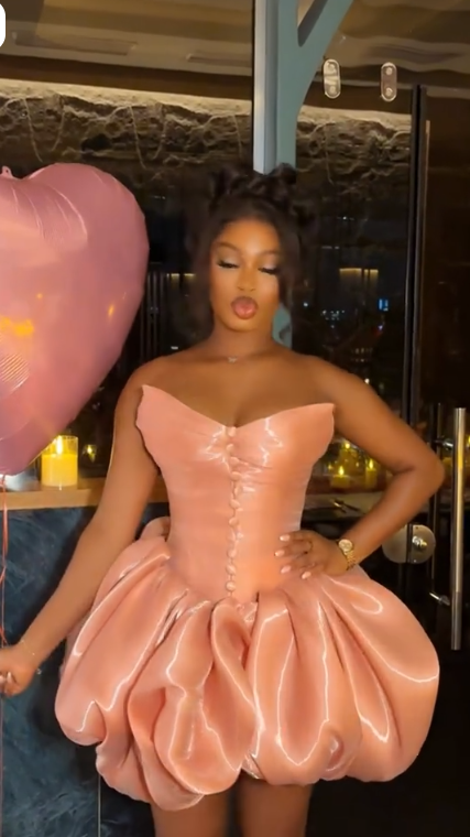 Classy Strapless Peachy Pink A Line Short Homecoming Dress Birthday Dress SP2469