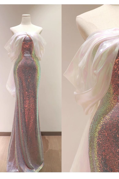Charming Sequins Mermaid Evening Dress Shiny Long Prom Dress Y7687