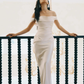 Charming Off Thes Satin Mermaid Evening Dress,White Prom Dress Wedding Dress Y8592