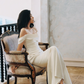 Charming Off Thes Satin Mermaid Evening Dress,White Prom Dress Wedding Dress Y8592