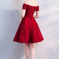 Burgundy tulle lace short homecoming dress Y256