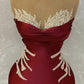 Sweetheart Neckline Burgundy Prom Dress With Sequins Glam Gown Y110