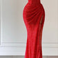 Red Mermaid Evening Dress With High Split Y71