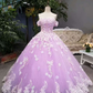 New Arrival Floral Wedding Dresses A-Line Floor Length Lace Up Off The Shoulder Ball Gown With Beads And Appliques Y1090