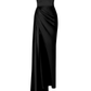 Spaghetti Straps Satin Simple Long Prom Dress  DRAPED SATIN GOWN WITH A TRAIN S21100