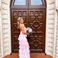 A-line Pink Tulle Tiered Long Prom Dress , Unique Prom Dress Y836