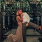 A-line long champagne prom dresses Y141
