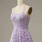 Pink Spaghetti Straps Tulle Appliques Prom Dress Senior Prom Dress Y40
