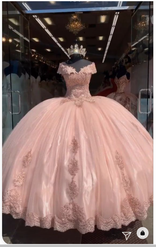 Off The Shoulder Pink Ball Dress With Lace Pink Princess Dress Sweet 16 Dress Y592