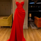 Gorgeous Spaghetti Strap Unique Round Cup High split Red Prom Dress  Y81