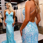 Winter Wonderland Blue Sequin Backless Long Prom Dress Y336