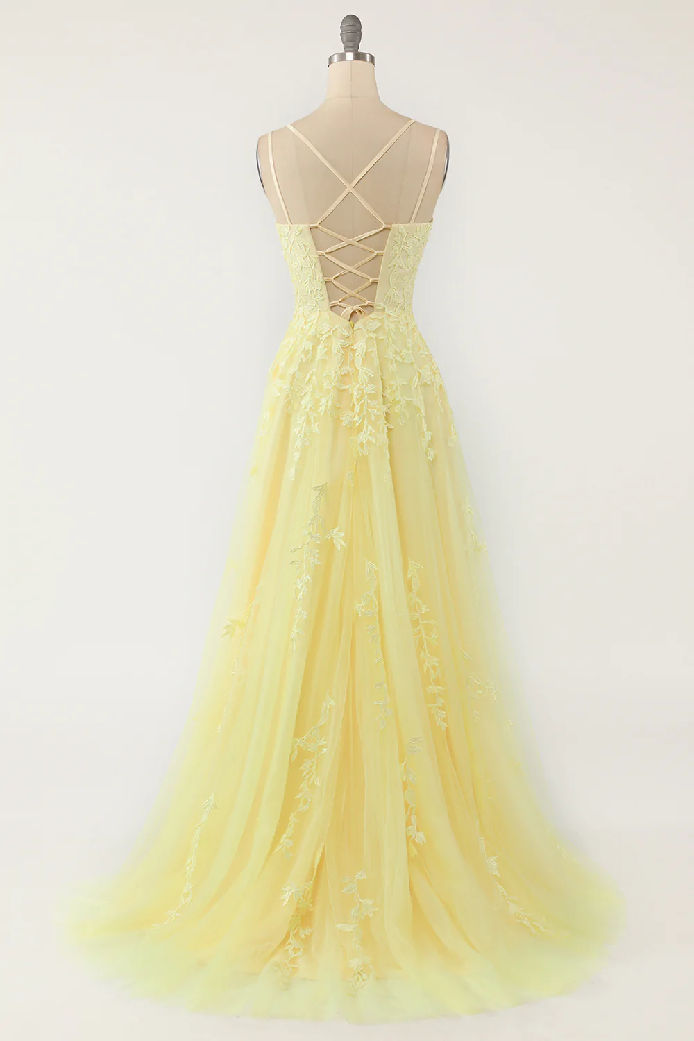Pink Spaghetti Straps Tulle Appliques Prom Dress Senior Prom Dress Y40