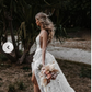 A-line V Neck Lace Prom Dress With Split  S18749