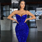 Sparkly Mermaid Sweetheart Spaghetti Straps Green Sequin Long Prom Dresses S16820
