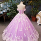 New Arrival Floral Wedding Dresses A-Line Floor Length Lace Up Off The Shoulder Ball Gown With Beads And Appliques Y1090