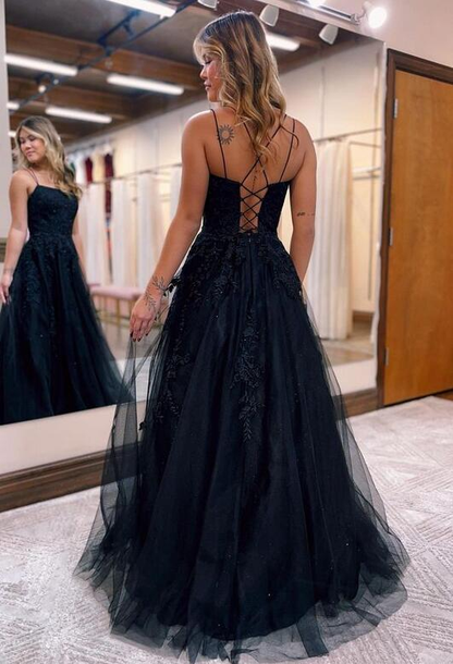 Black Long Prom Dresses,Black Graduation Dress,Black Formal Gown Y1917
