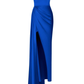 Spaghetti Straps Satin Simple Long Prom Dress  DRAPED SATIN GOWN WITH A TRAIN S21100