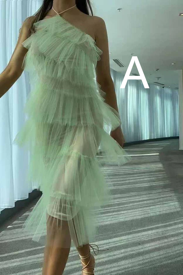 Gorgeous Sleeveless Halter Tulle Prom Dress With Layers ,Tulle Formal Gown  Y79