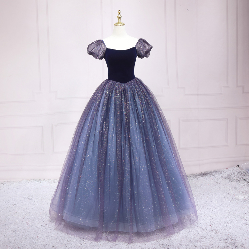 Starry Sky Blue Princess Evening Dress A-line Evening Dress s03