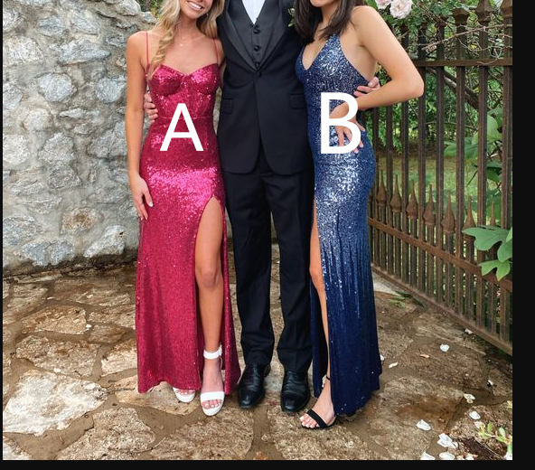 Elegant Mermaid Sequins Prom Dress With Side Split,Schools Winter Formal Dress Y1254