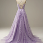Pink Spaghetti Straps Tulle Appliques Prom Dress Senior Prom Dress Y40