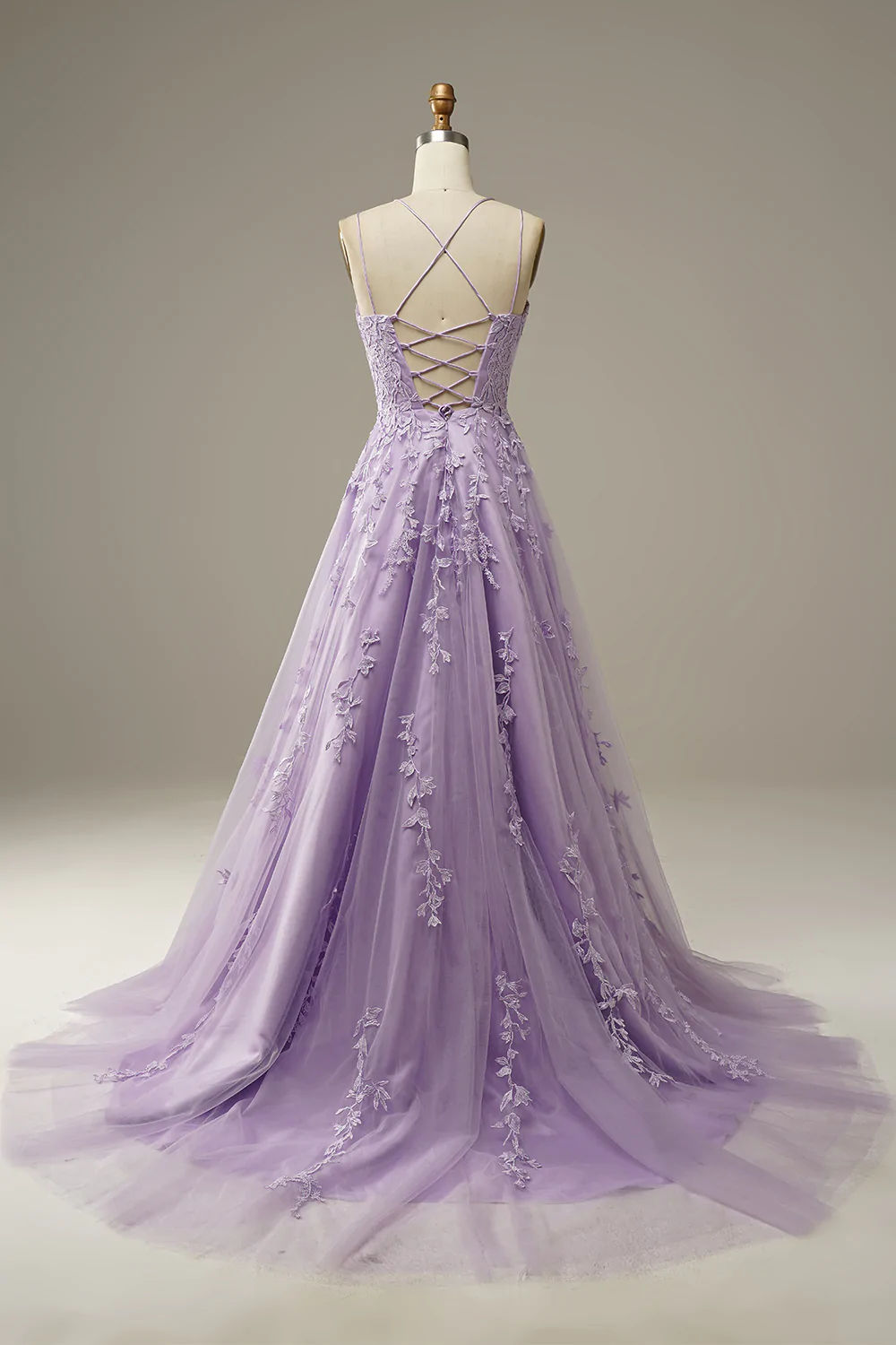 Pink Spaghetti Straps Tulle Appliques Prom Dress Senior Prom Dress Y40