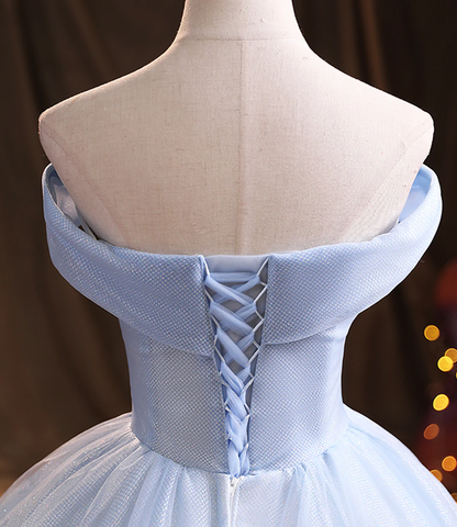 Blue tulle lace long ball gown dress formal dress Y1293