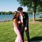 Mermaid Pink Long Prom Dress Charming Evening Dress Y275