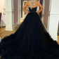 Black Strapless Tulle Long Ball Gown, A-Line Evening Dress Y1797